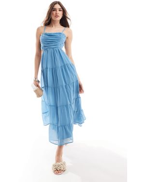 ANAYA Tie Back Tiered Cami Midaxi Dress - Blue