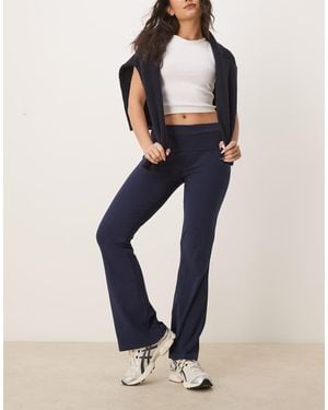 Gina Tricot Jersey Straight Leg Folded Trouser - Blue