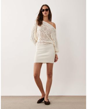 Miss Selfridge Off-shoulder-kleid mit häkelmix - Natur
