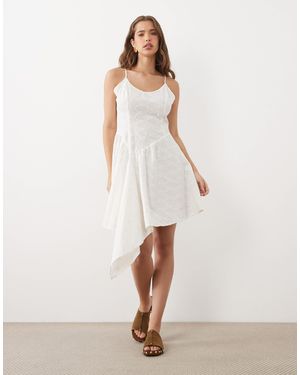 Miss Selfridge Broderie Asym Cami Mini Dress - Natural