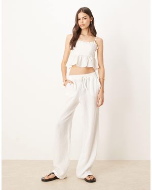 JDY Tall Wide Leg Cheesecloth Pants - Natural