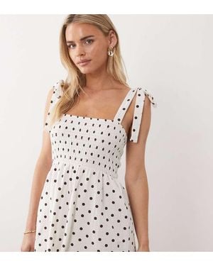 Miss Selfridge Shoulder Ties Seersucker Romper - White