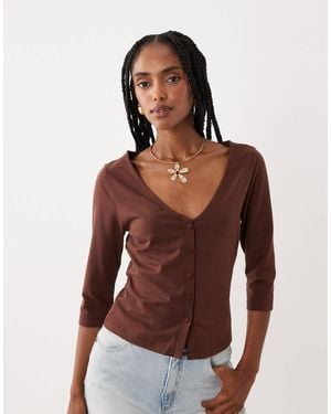 ASOS Co-ord 3/4 Sleeve Button Through Cardi - Red
