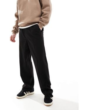 Pull&Bear Wide Leg Tailored Trouser - Black