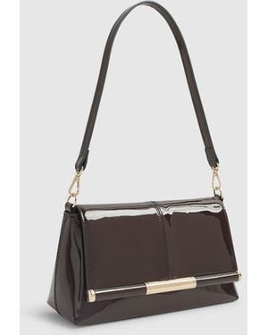 River Island Patent Bar Front Clutch Bag - White