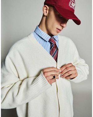 Bershka Striped Tie - Grey