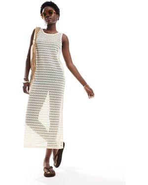 Pieces Open Knit Cover Up Maxi Dress - White