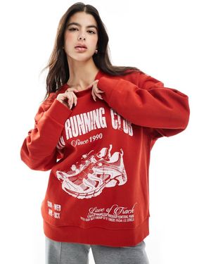 ASOS Oversized Sweatshirt Met Grafische Print - Rood