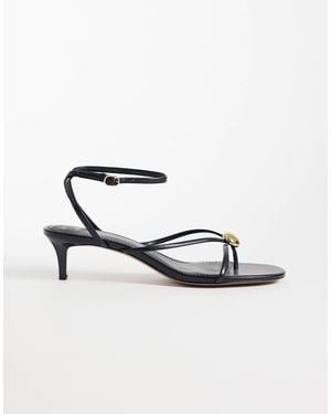 Mango Sandales à talons à brides avec bordure dorée en - Blanc
