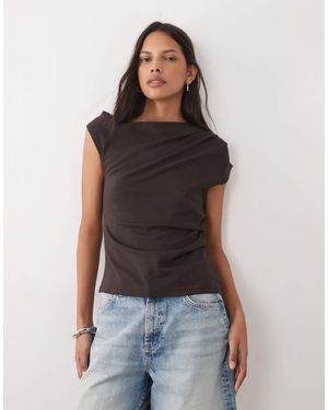 Mango Cotton Mix Asymmetric T-shirt - Black