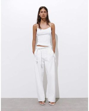 Pull&Bear Balloon Jeans With Drawstring - White