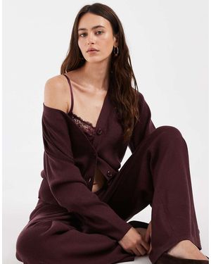 ONLY Wide Leg Knitted Trousers - Red