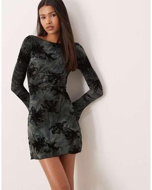 Motel Sevila Long Sleeve Mini Dress - Black