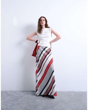 TOPSHOP Flood Length Maxi Bias Skirt - White
