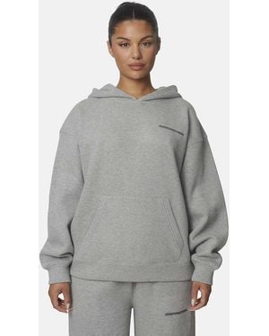 Good For Nothing Oversized Cotton-Rich Fleece Pullover Hoodie - Grey