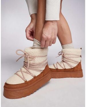 South Beach Borg Lace Up Platform Mini Boot - White