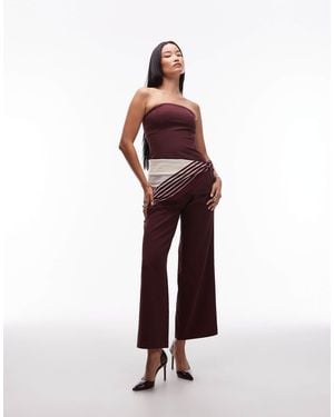 4th & Reckless Tailo Wide Leg Pleat Detail Pants Co-ord - Red