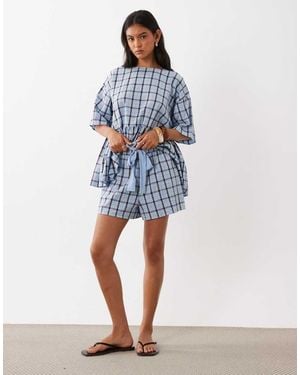 ASOS Tie Waist Pocket Detail Shorts - Blue