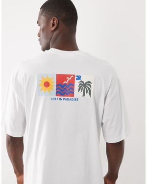 SELECTED Oversized T-Shirt Met Paradise-Print Op De Rug - Wit