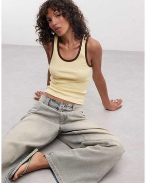 ASOS Scoop Neck Vest With Contrast Tipping - Grey