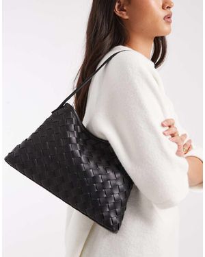 Glamorous Borsa Da Spalla Nera Effetto Intrecciato - Nero