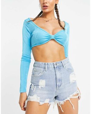 Missy Empire Missy Empire Distressed Mom Denim Shorts - Blue