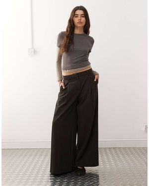Weekday Oversized Wide Leg Pleated Trousers - White