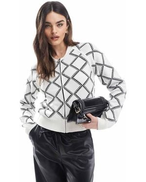 French Connection Odessa Reversible Check Cardigan - Grey