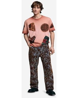 Desigual Short-Sleeved Patchwork T-Shirt - Orange