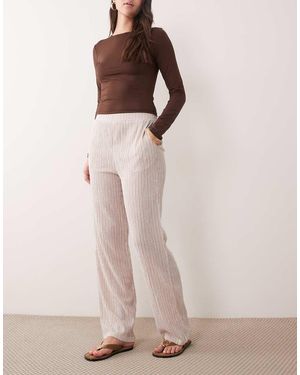 Jdy Pantalones A Rayas Marrones De Pernera Ancha De - Rosa