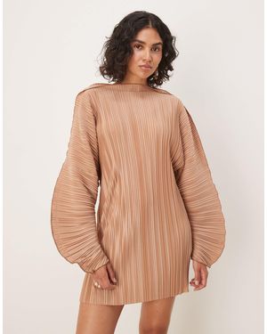 ASOS – plissee-minikleid - Natur