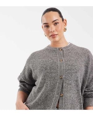 Collusion Plus Boxy Knitted Cardi - Grey