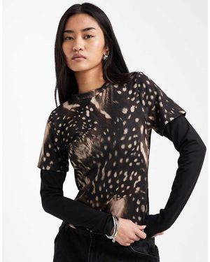ASOS Double Layer Long Sleeve Top-multi - Black