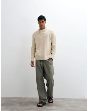 SELECTED Knitted Textured Crew Neck Sweater - White