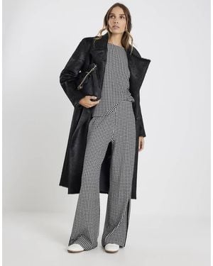 River Island Dogtooth Print Pull On Trousers - Black