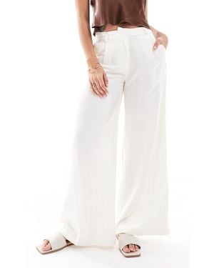 Monki Satin Wide Leg Tailored Trousers - White