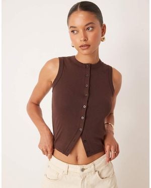 Cotton On Charlie Button Front Tank - Brown