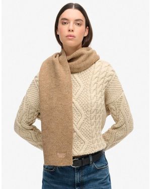 Superdry – weicher, gerippter strickschal - Natur
