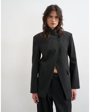 TOPSHOP Funnel Neck Blazer - Black