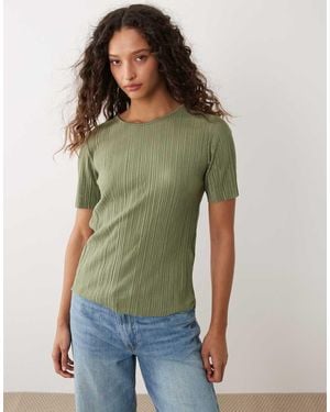Vila Plisse T-shirt Co-ord - Green