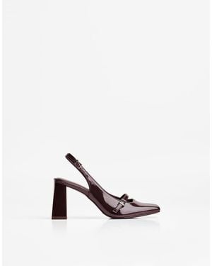 Bershka Mary Jane Slingback Schoenen Met Blokhak - Wit