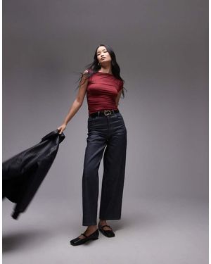 TOPSHOP Slinky Asymmetric Off The Shoulder Top - Red