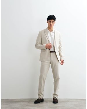 Jack & Jones Premium Co-ord Linen Blend Slim Suit Pants - White