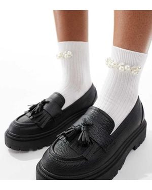 Yours Chunky Tassel Loafers - Black