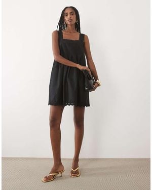 Abercrombie & Fitch Square Neck Flowy Mini Dress - Black