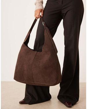 Gina Tricot Faux Suede Slouchy Shoulder Bag - Brown