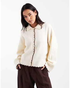 Miss Selfridge Blanket Stitch Cardigan - White