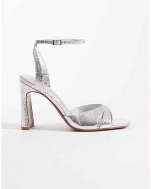 ASOS Wide Fit Nightcap Cross Strap Detail Barely There Block Heel Sandals - White