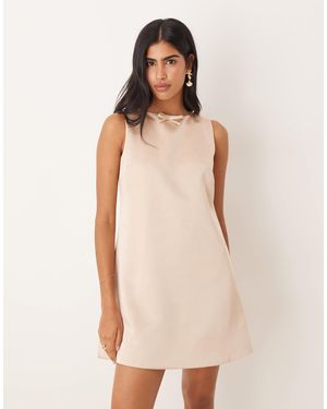 Six Stories Satin Mini Shift Dress - Natural