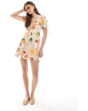 New Look Tie Sleeve Mini Dress - White